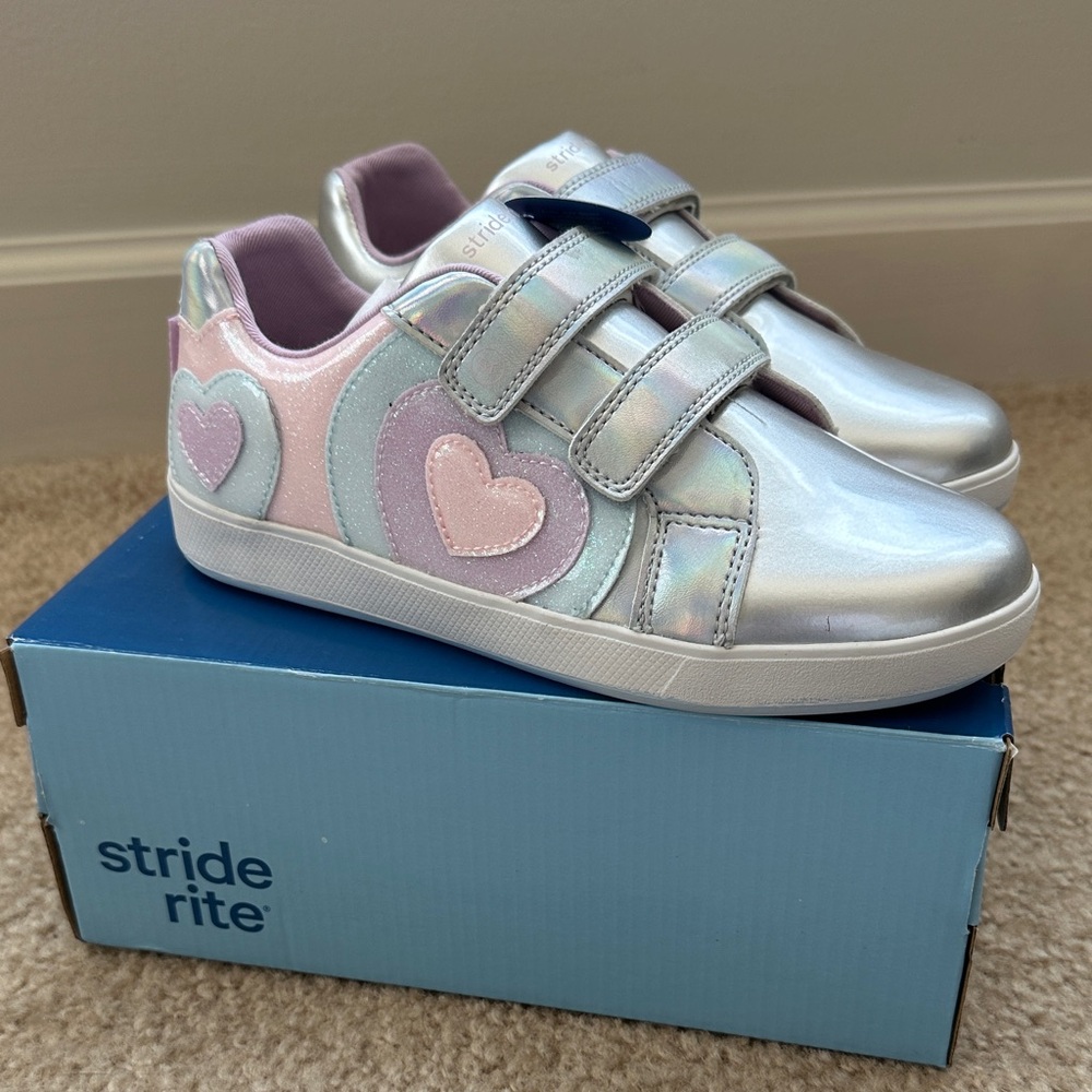 Stride Rite Metallic and Pink Heart Sneakers